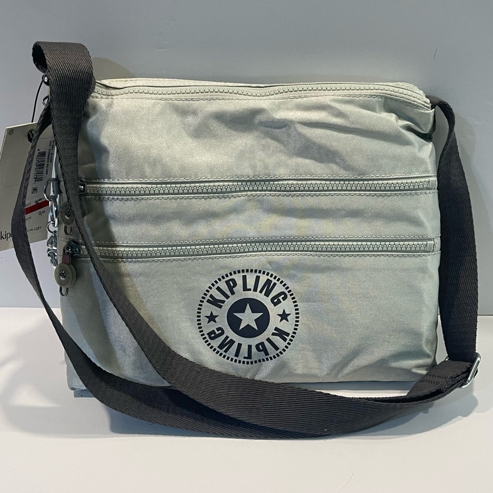 Kipling Alvar Dynamic Silver Nylon Crossbody Handbag